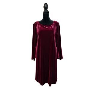 Maroon velvet bell sleeve dress women's L whimsigoth witchy gothic vamp goth